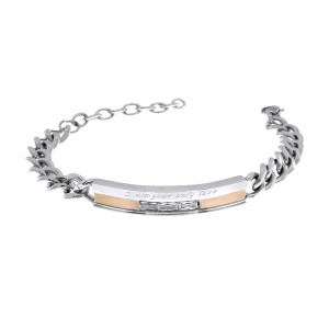 Elegancka bransoletka wysadzana cyrkoniami UNISEX- stal szlachetna